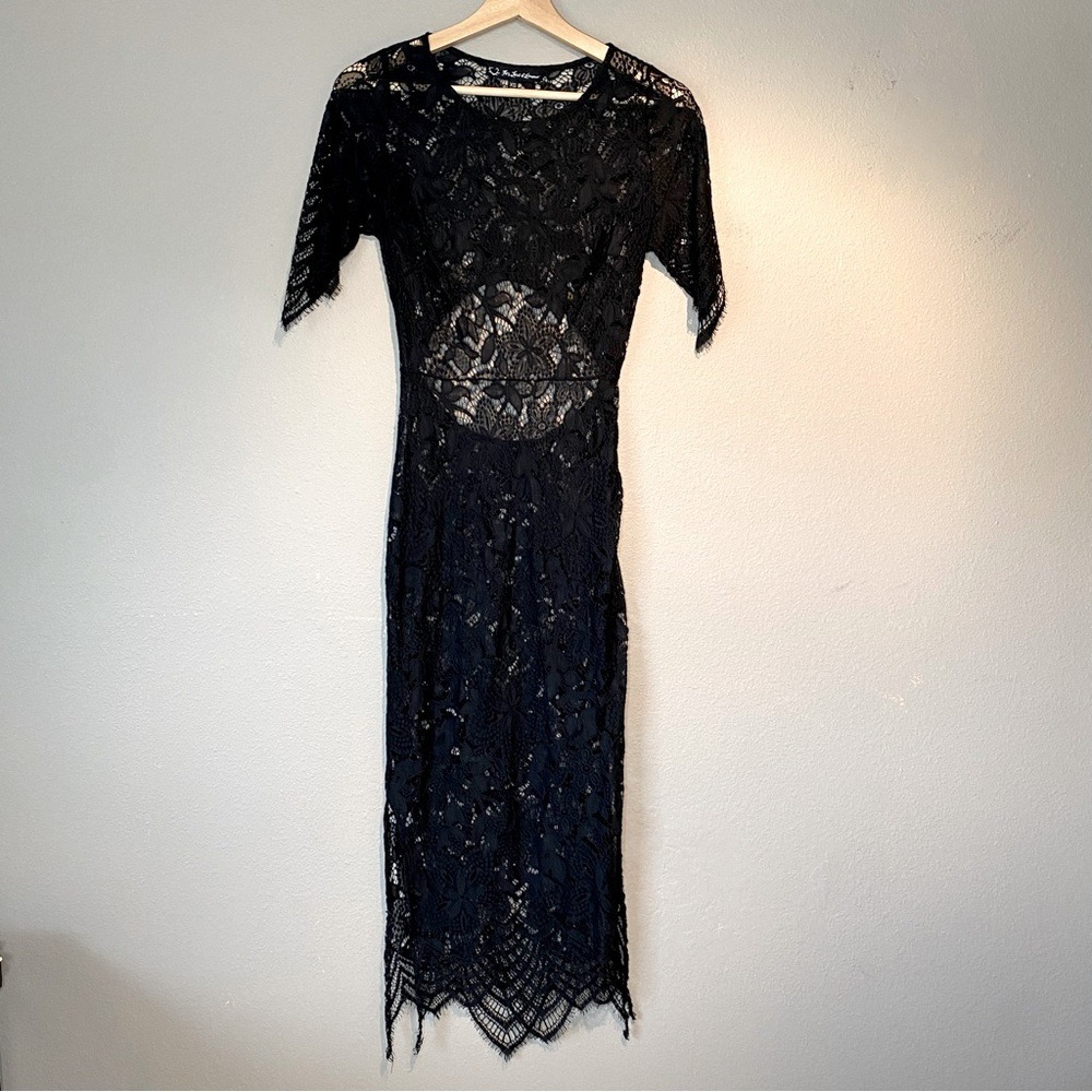 For Love & Lemon Womens Lace Dress Whimsigoth Fairy Grunge Size XS Black Sheer